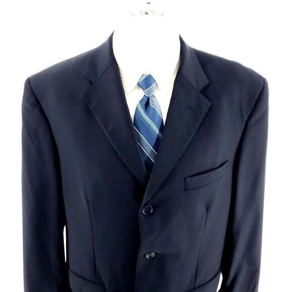 Pronto Uomo Couture Super 120s Wool 3 Button Blazer 42R‎ Blue Windowpane - Picture 1 of 10